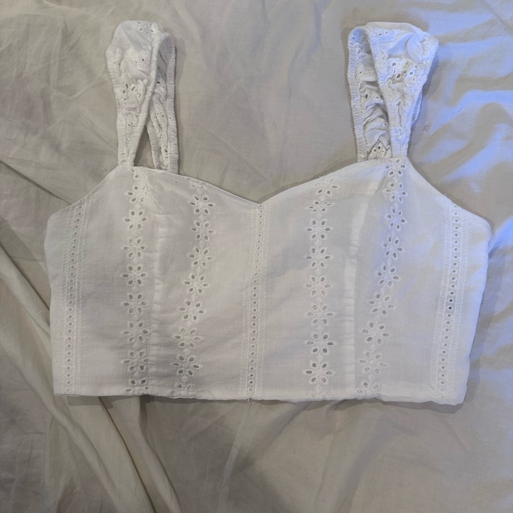 White Eyelet Crop Top 100% cotton